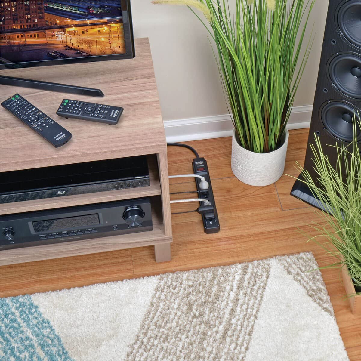 TRIPP LITE 6 Outlet Surge Protector Power Strip, Extra Long Cord 15ft, Black - TRPTLP615B 15ft Cord (Black)