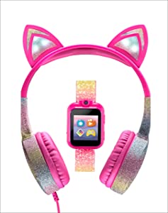 PlayZoom Kids Smartwatch 2 with Headphones Featuring a Swivel Selfie Camera, STEM Learning, 20+ Games, Audio Bedtime Stories, Store Music for Kids Toddlers Boys Girls Multi Glitter with Ears