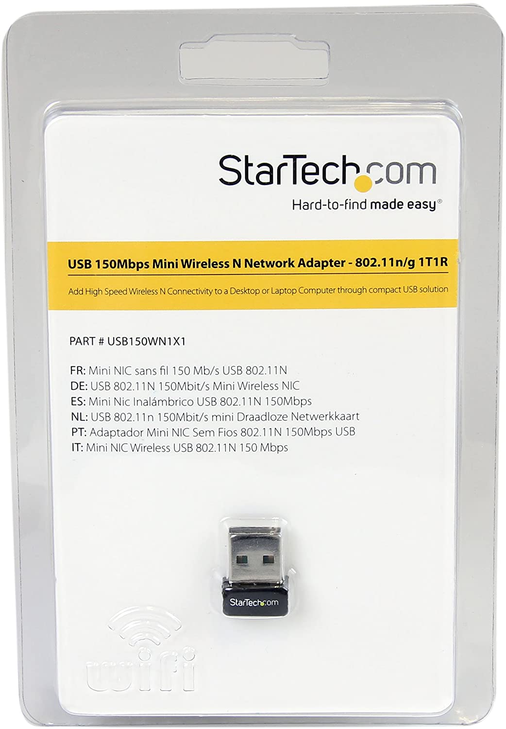 StarTech.com USB 150Mbps Mini Wireless N Network Adapter - 802.11n/g 1T1R Wi-Fi Adapter (USB150WN1X1)