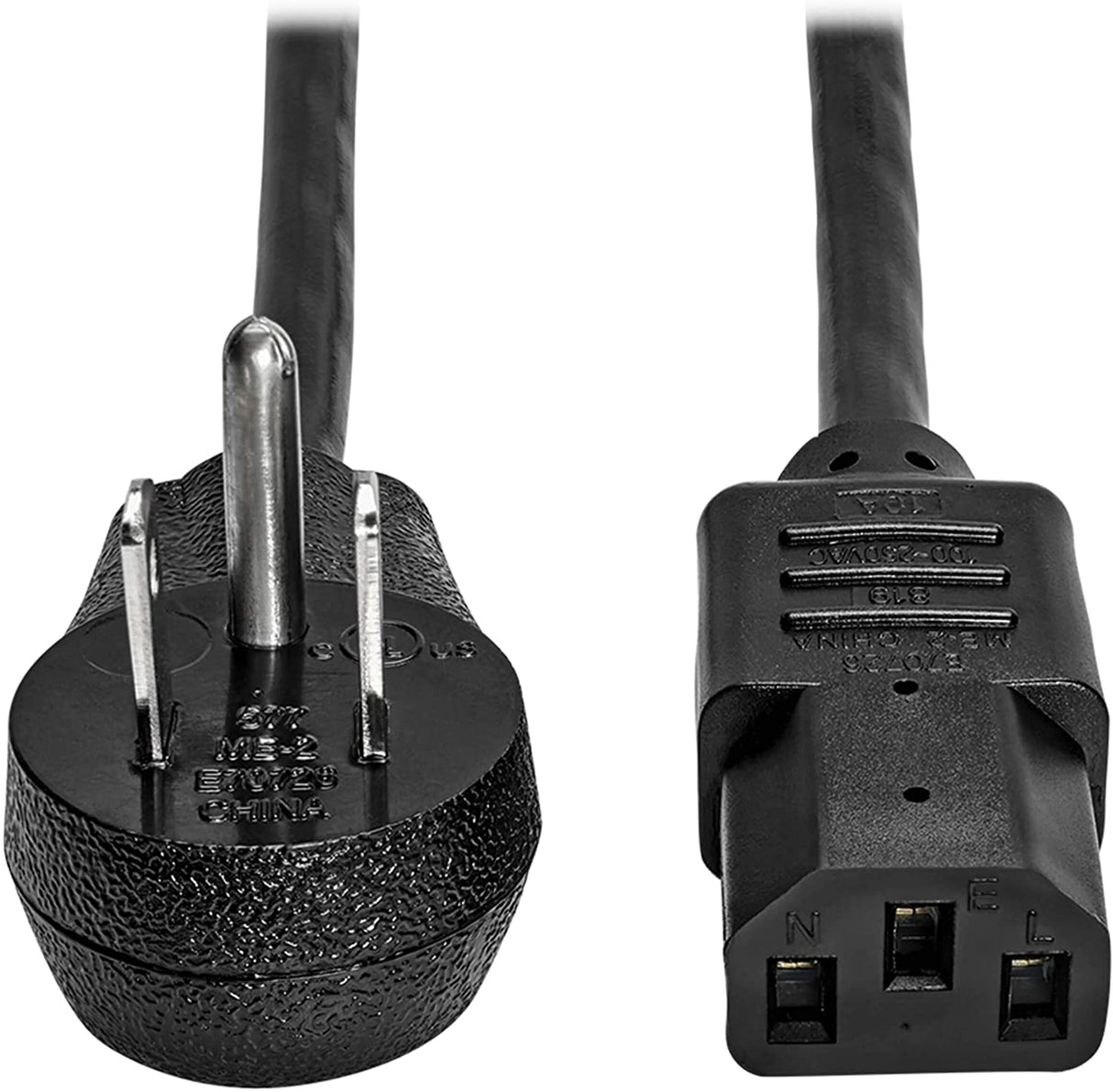 Tripp lite Desktop Computer AC Power Cord, Right-Angle NEMA 5-15P to C13-10A, 125V, 18 AWG, 6 ft, Black