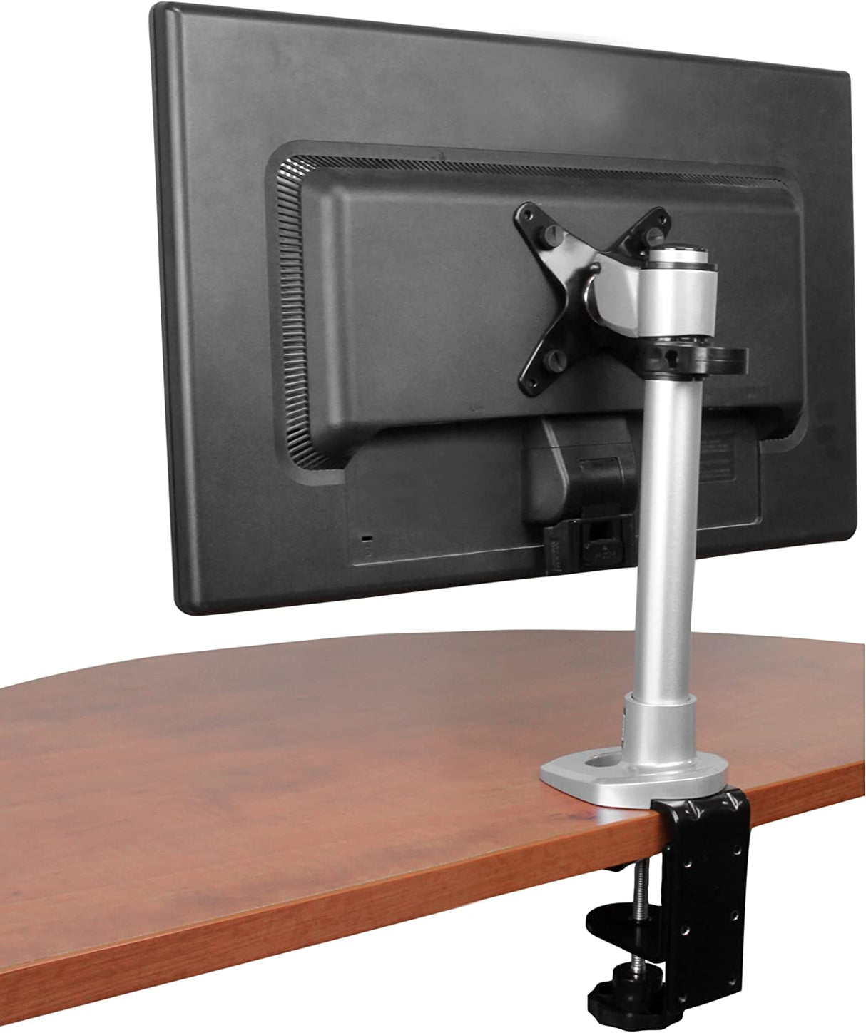 StarTech.com Monitor Desk Mount - Adjustable - Supports Monitors Up to 30lb / 14kg - Premium Single Screen VESA Monitor Mount - Desk & Grommet Clamp -Silver (ARMPIVOT) Silver No Articulating Arm