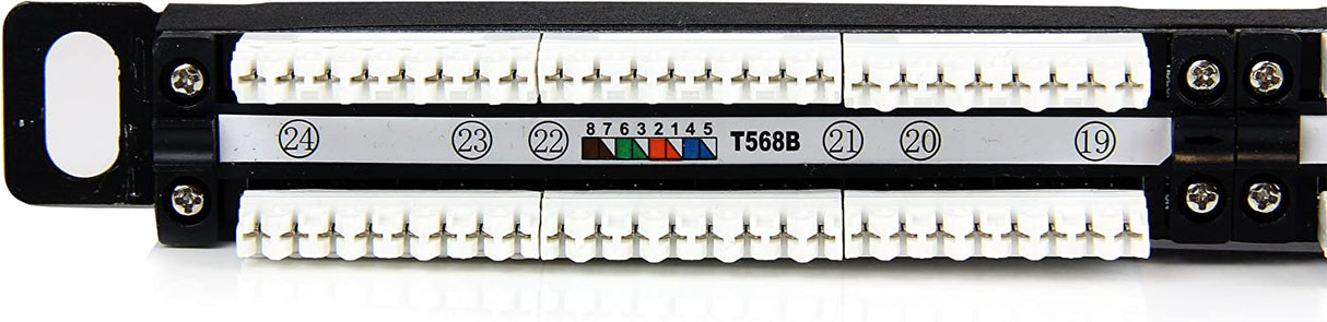 Lethal threat StarTech.com 24 Port 0.5U Cat5e Patch Panel - RJ45 Ethernet Rack Mount Cat 5e 110 Patch Panel - Rackmount Network Patch Panel (PANELHU24) 24 Port - 0.5U Cat5e