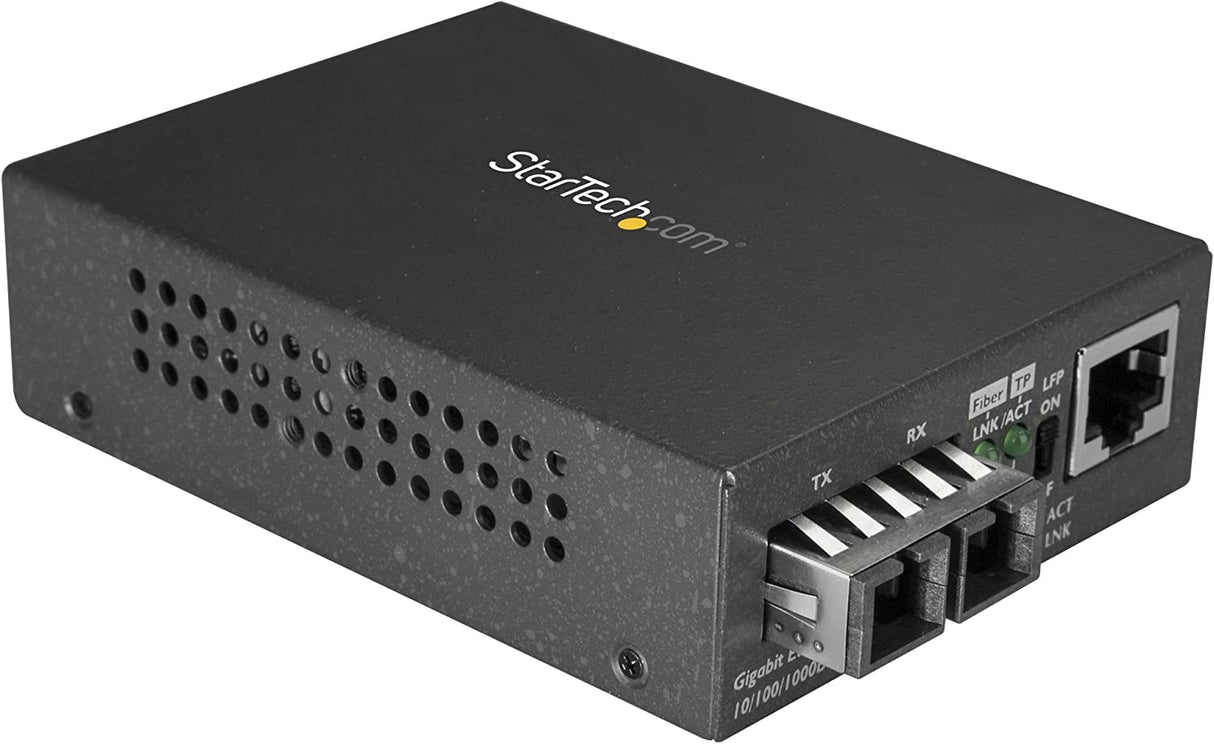 StarTech.com Multimode (MM) SC Fiber Media Converter for 10/100/1000 Network - 550m Range - Gigabit Ethernet - 850nm - Full Duplex (MCMGBSCMM055) No Chassis Mount 550m | Gigabit