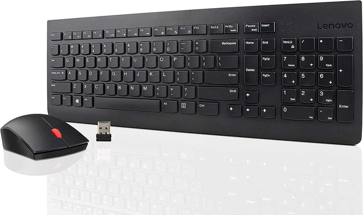Lenovo 510 Wireless Keyboard & Mouse Combo, 2.4 GHz Nano USB Receiver, Full Size, Island Key Design, Left or Right Hand, 1200 DPI Optical Mouse, GX30N81775, Black