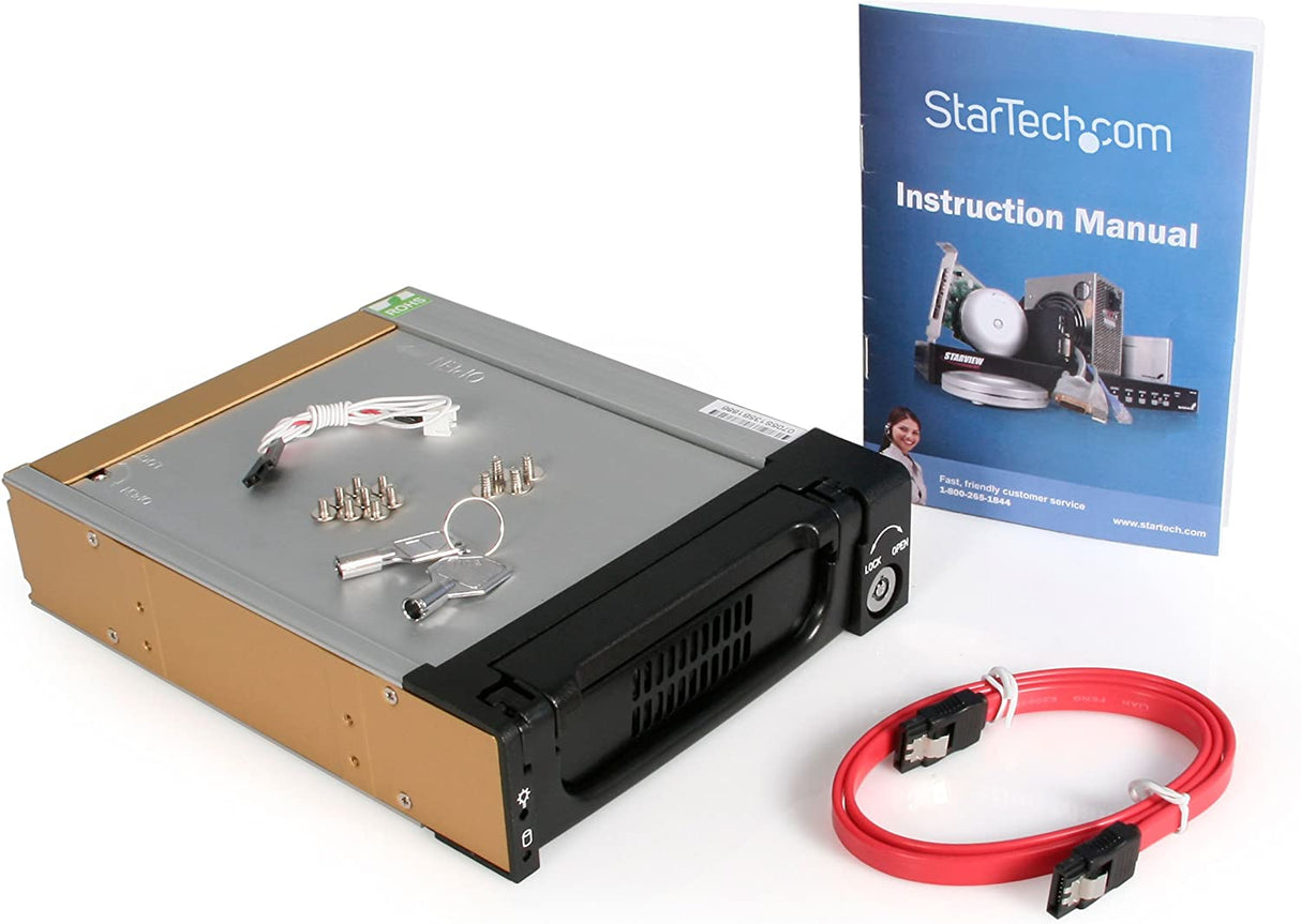 StarTech.com 5.25 in Rugged SATA Hard Drive Mobile Rack Drawer - Aluminum Removable Hard Drive Bay (DRW150SATBK)