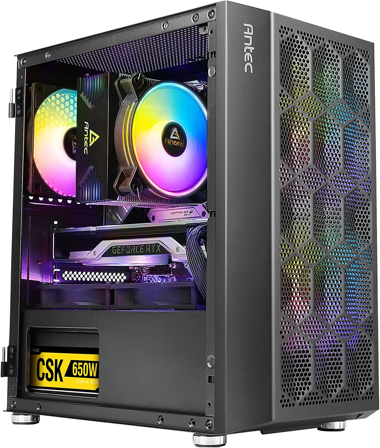 Antec NX200 M, Micro-ATX Tower, Mini-Tower Computer Case with 120mm Rear Fan Pre-Installed, Mesh Design in Front Panel Ventilated Airflow, NX Series, Black, (CJ11132623)