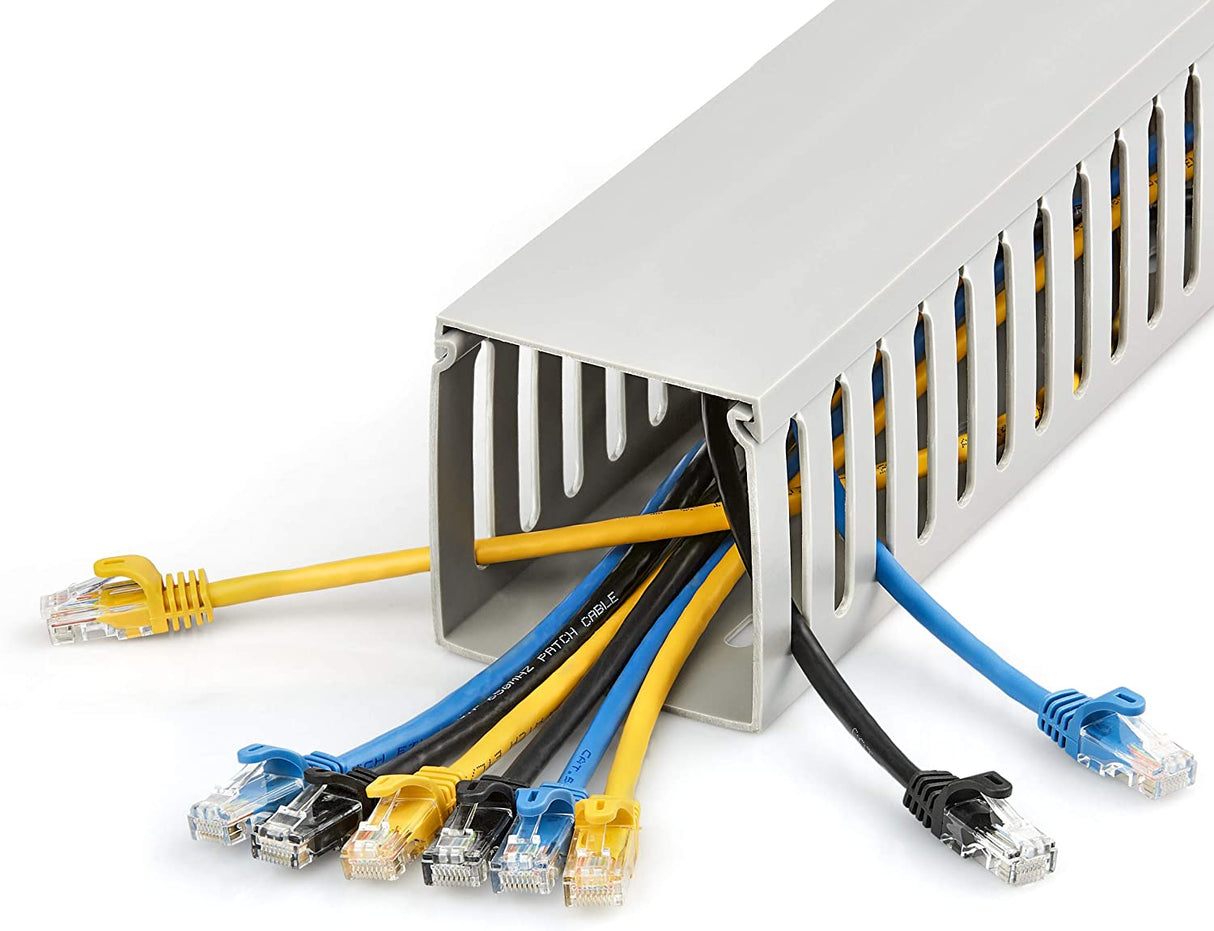 StarTech.com Open Slot Cable Management Raceway with Cover, 3"(75mm) W x 3"(75mm) H - 6.5ft(2m) Length - 1/4"(8mm) Slots, PVC Network Cable Hider/Wall Wire Duct, Max 200 Cables, UL Listed (CBMWD7575) 3"x79.2"x3"