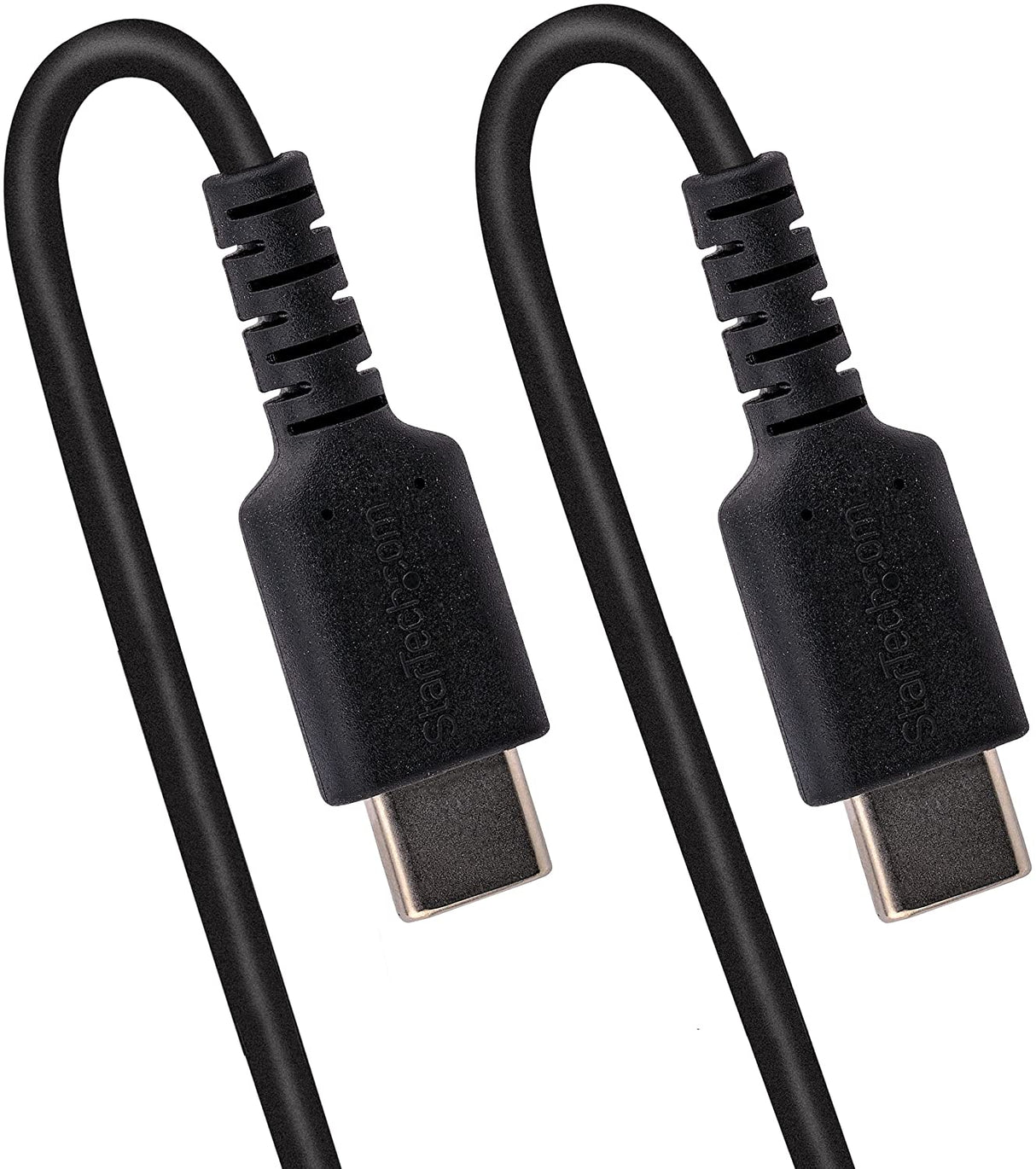 StarTech.com 3ft (1m) USB C Charging Cable, Coiled Heavy Duty Fast Charge & Sync USB-C Cable, USB 2.0 Type-C Cable, Rugged Aramid Fiber, Durable Male to Male USB Cable, Black (R2CCC-1M-USB-CABLE)