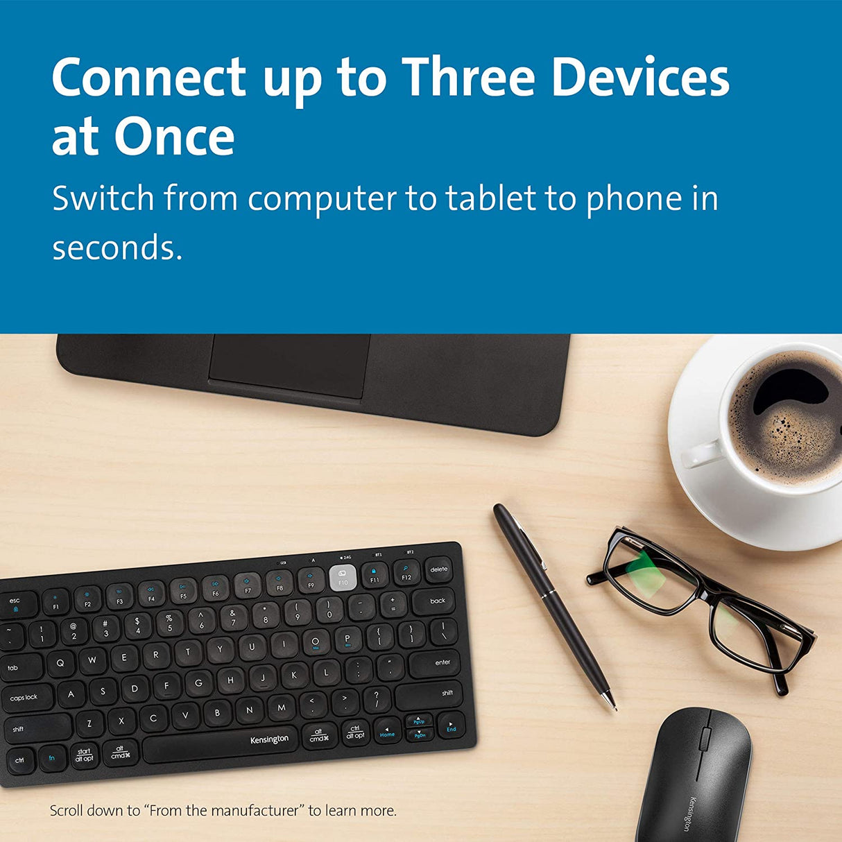 Kensington Multi-Device Dual Wireless Compact Keyboard - Black (K75502US) Compact Wireless Black