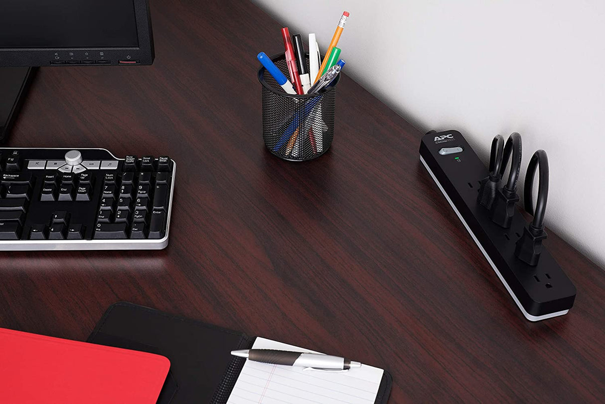 APC Surge Protector with Extension Cord 10 Ft, PE610, 6-Outlets, 1080 Joule, Long Power Strip Black 10' Cord