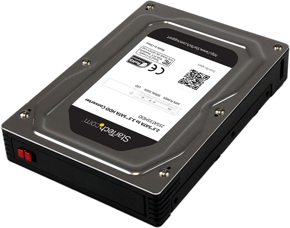 StarTech.com 2.5" to 3.5" SATA HDD/SSD Adapter Enclosure - External Hard Drive Converter with HDD/SSD Height up to 12.5mm (25SAT35HDD), Gray 2.5in SATA Drive 3.5in SATA Enclosure