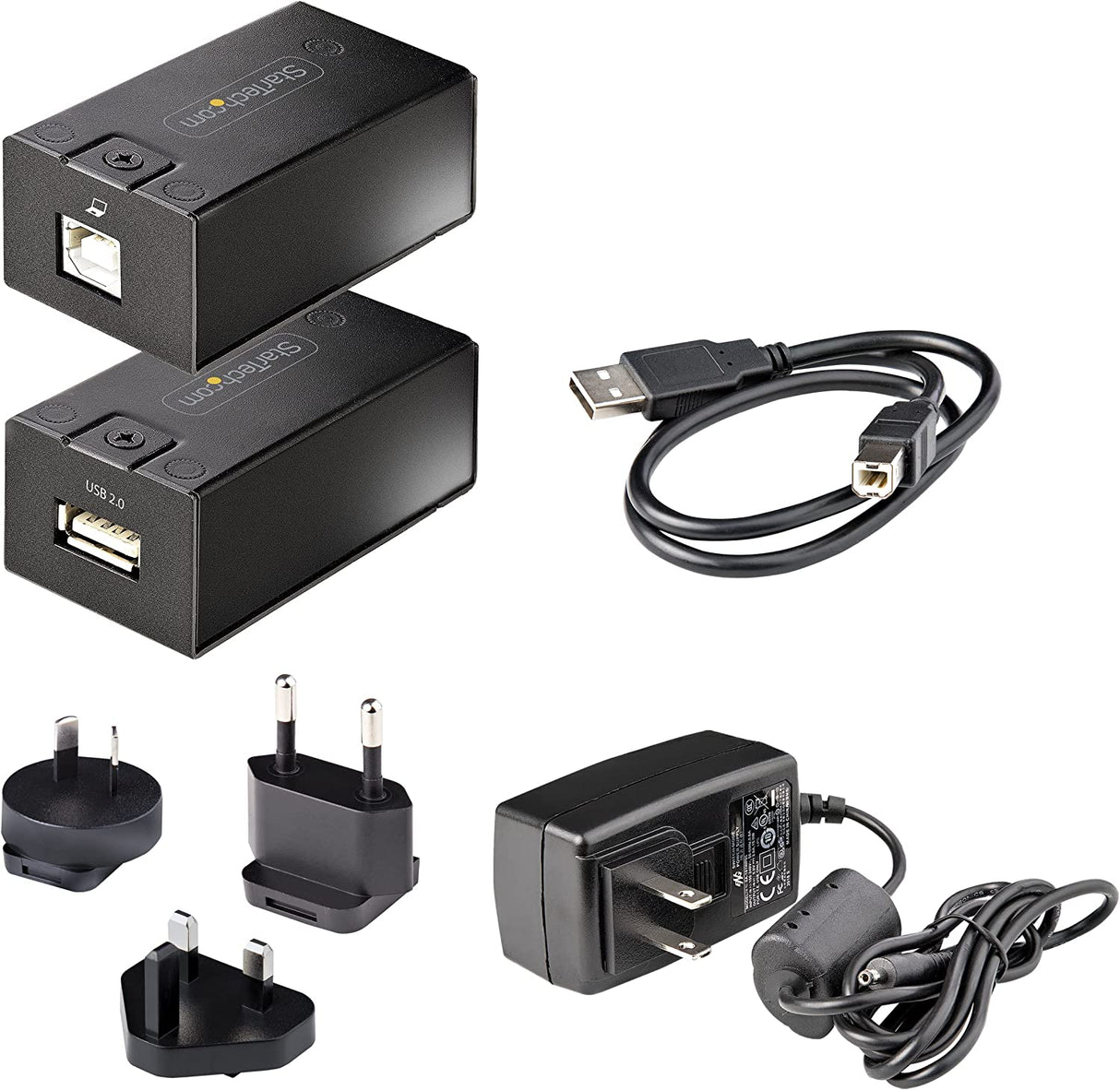 StarTech.com 150m (492ft) USB 2.0 Extender Over Cat5e/Cat6 Ethernet Cable, Externally Powered USB Extender via RJ45/Network Cable, USB Over Ethernet Cable Extender/Adapter (C15012-USB-EXTENDER)