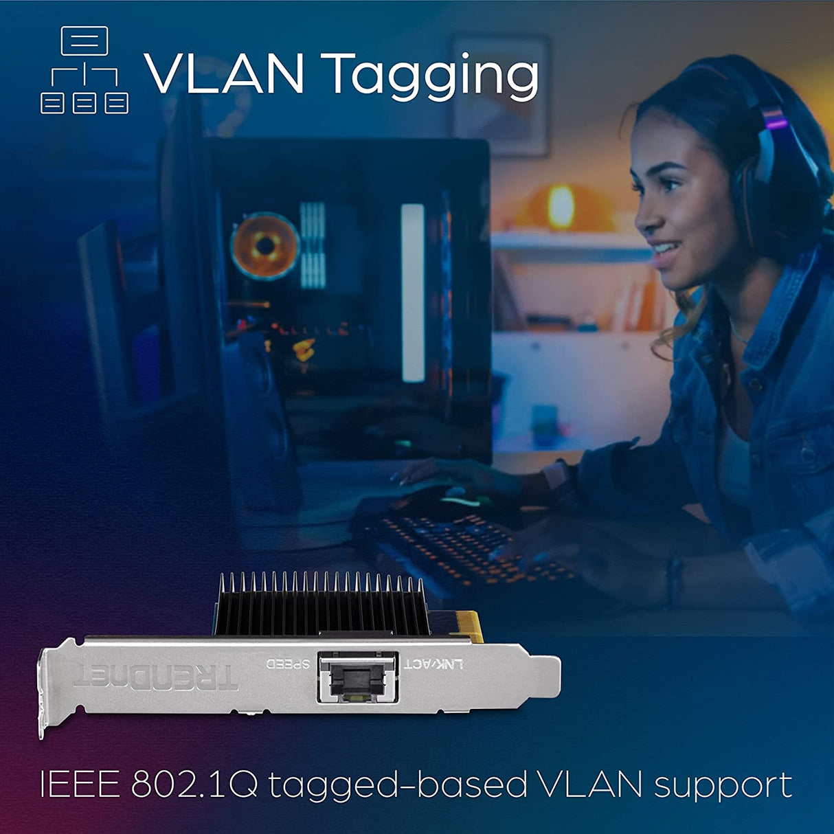 TRENDnet 10 Gigabit PCIe Network Adapter, Converts A PCIe Slot Into A 10G Ethernet Port, Supports 802.1Q Vlan, Includes Standard & Low-Profile Brackets, PCIe 2.0, PCIe 3.0, Silver, TEG-10GECTX PCI Express 10G RJ-45