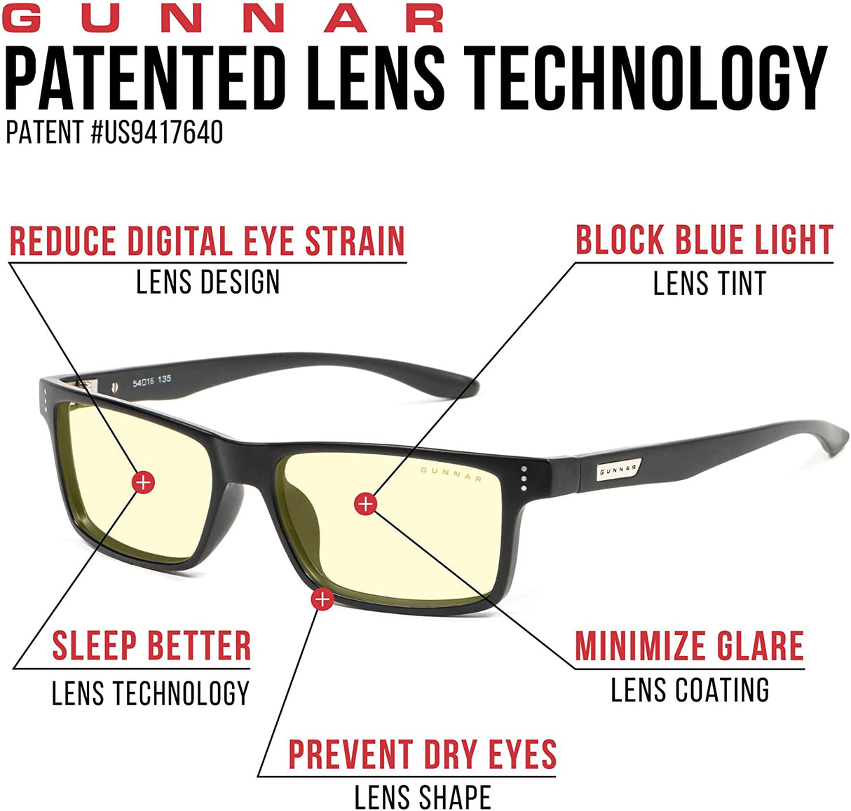 GUNNAR - Gaming and Computer Glasses Amber Onyx
