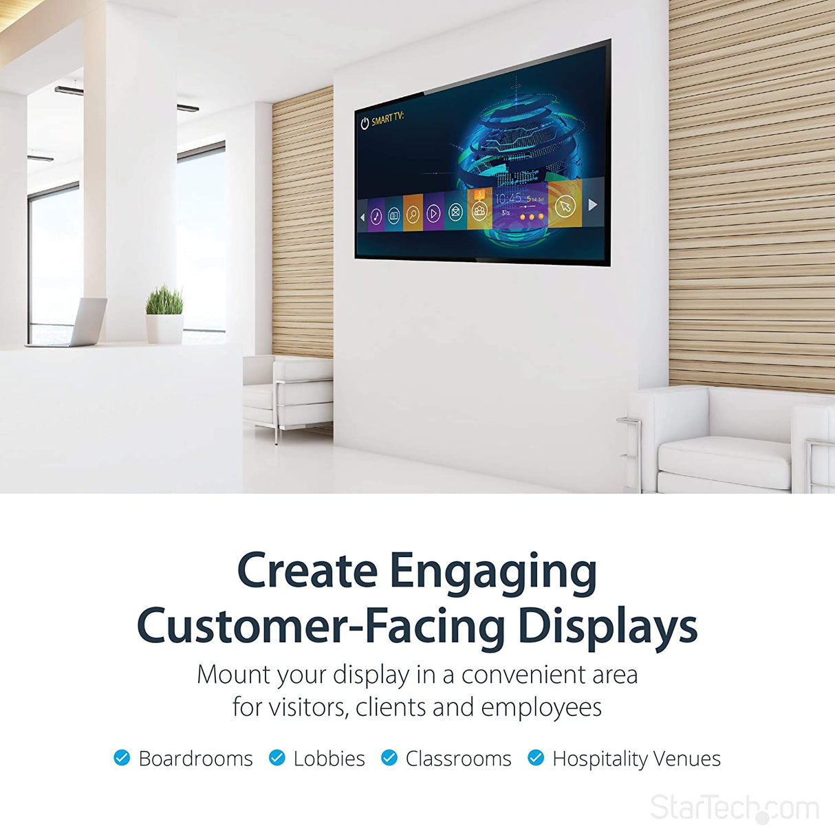 StarTech.com Flat Screen TV Wall Mount - Tilting - Supports 32" to 75" TVs - Steel - VESA TV Mount - Monitor Wall Mount (FLATPNLWALL) 32"-75" Tilting