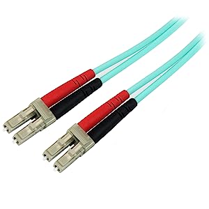 StarTech.com 2m (6ft) LC/UPC to LC/UPC OM4 Multimode Fiber Optic Cable, 50/125µm LOMMF/VCSEL Zipcord Fiber, 100G Networks, Low Insertion Loss, LSZH Fiber Patch Cord (450FBLCLC2)