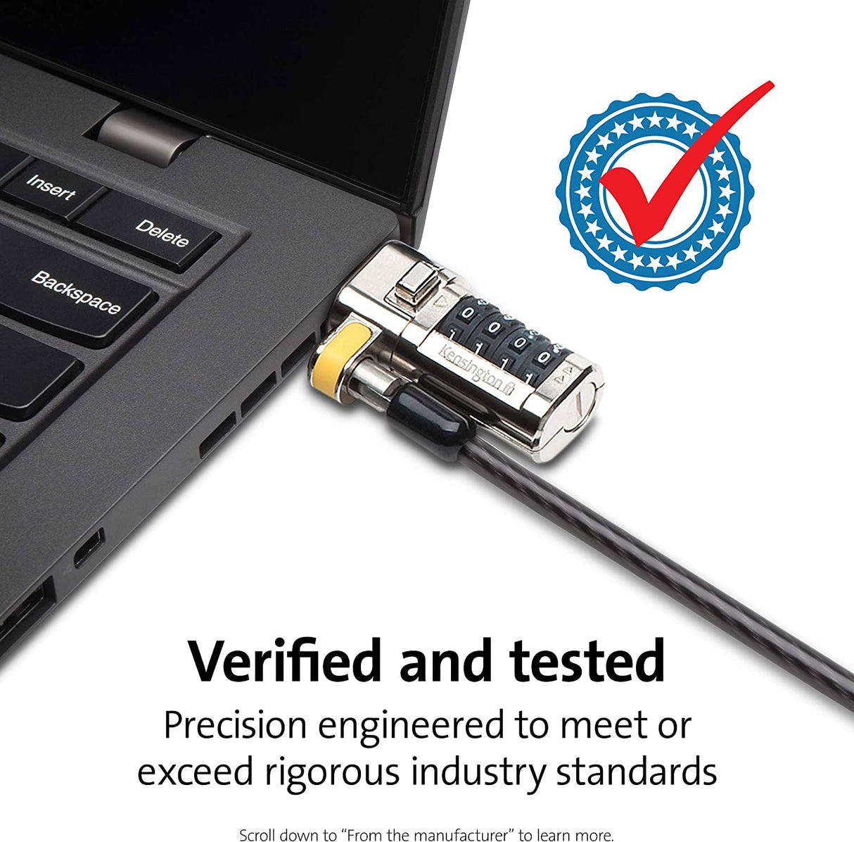 Kensington ClickSafe® Combination Laptop Lock for Wedge-Shaped Security Slot (K67936WW) Combination - Clicksafe