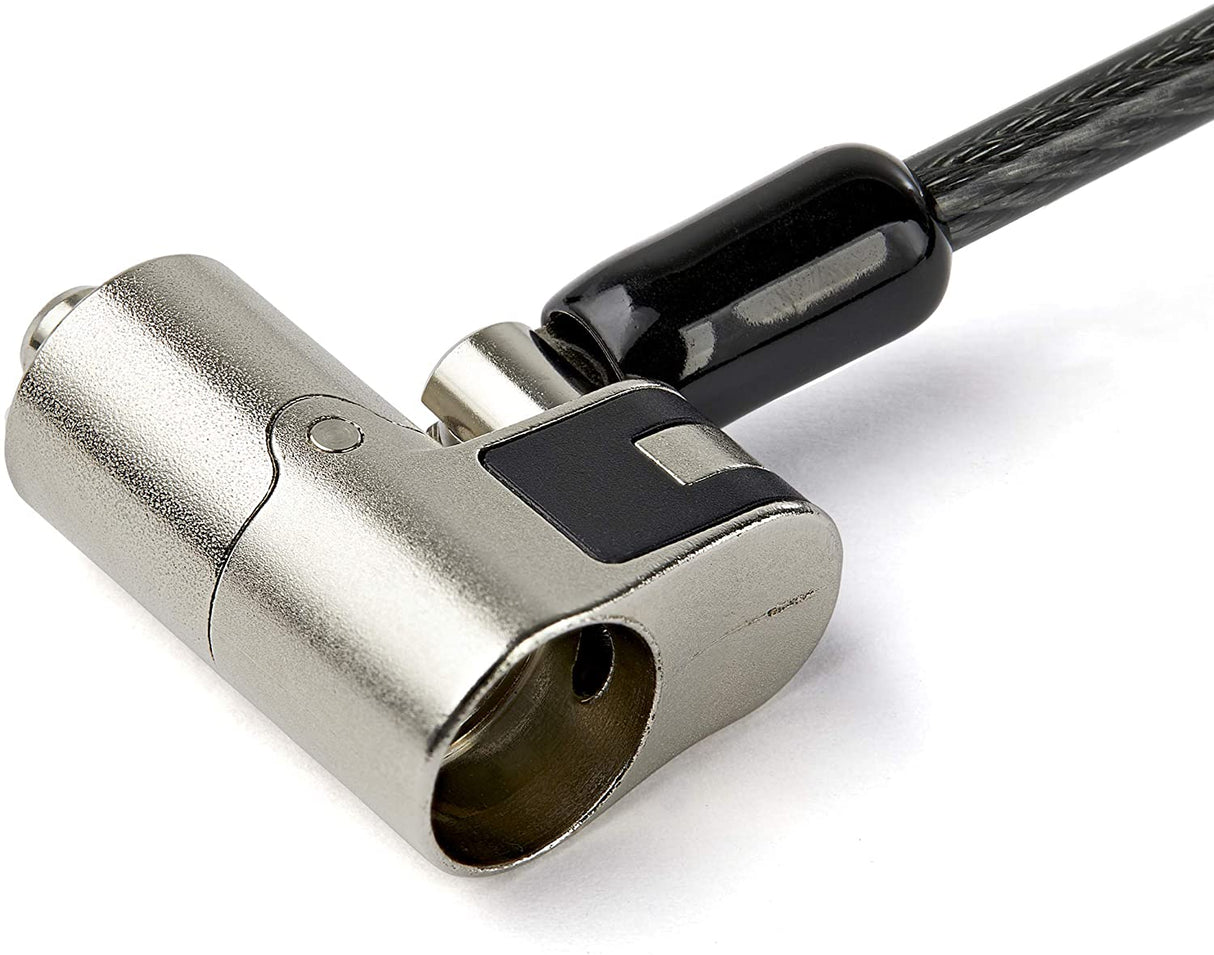 StarTech.com 6.5' (2m) 3-in-1 Universal Laptop Cable Lock - Keyed Laptop/Desktop Security Cable Lock Compatible w/K-Slot, Nano & Wedge Slot Computer - Anti-Theft Steel Cable Lock w/Keys (LTULOCKKEY)