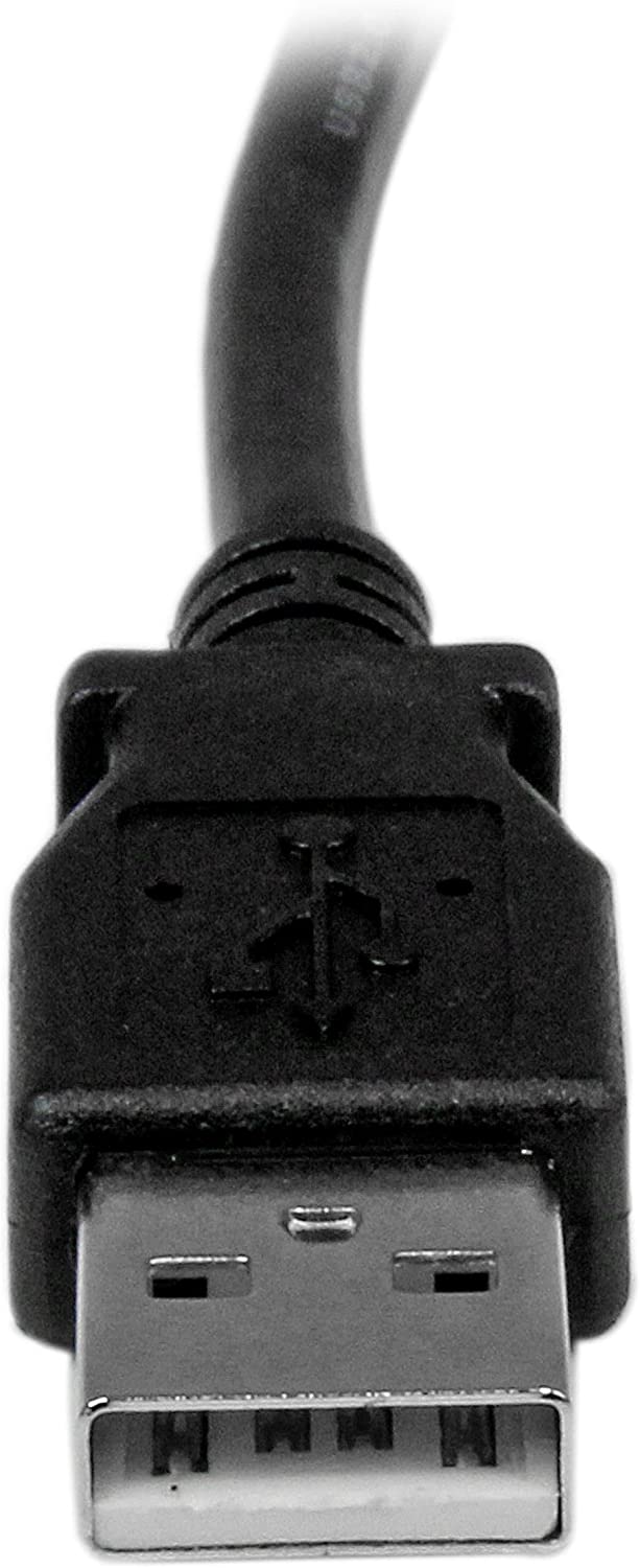 StarTech.com 1m USB 2.0 A to Left Angle B Cable Cord - 1 m USB Printer Cable - Left Angle USB B Cable - 1x USB A (M), 1x USB B (M) (USBAB1ML),Black Left Angled Connector 3 ft / 1m