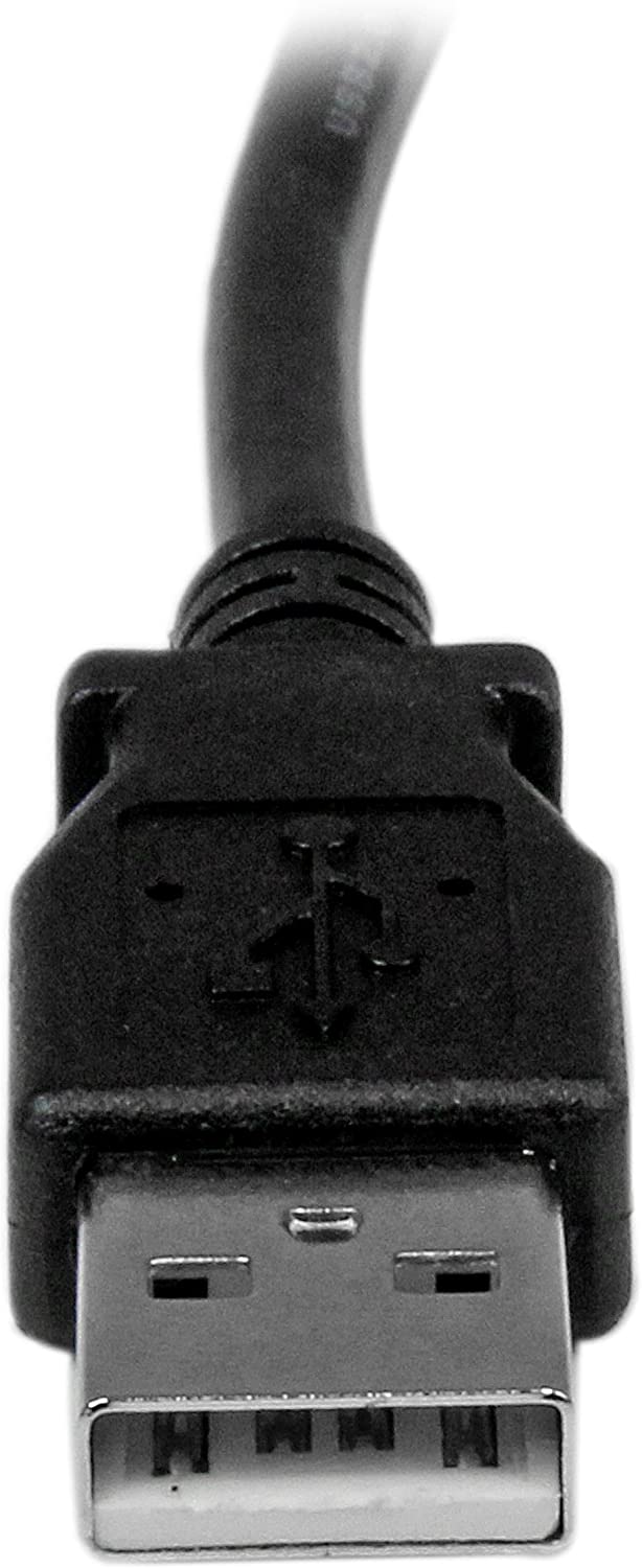 StarTech.com 2m USB 2.0 A to Left Angle B Cable Cord - 2 m USB Printer Cable - Left Angle USB B Cable - 1x USB A (M), 1x USB B (M) (USBAB2ML),Black Left Angled Connector 6 ft / 2m