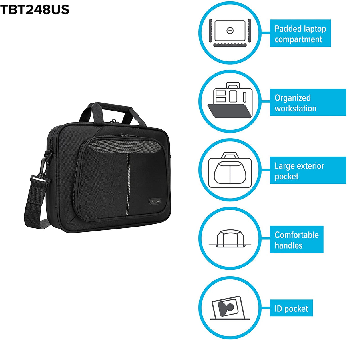 Targus Intellect Slim Slipcase Bag with Durable Water-Resistant Nylon, Two Large Exterior Pockets, Removable Shoulder Strap, Protective Sleeve for 12.1-Inch Laptop and Tablet, Black (TBT248US) Slim Slipcase 12.1 inch