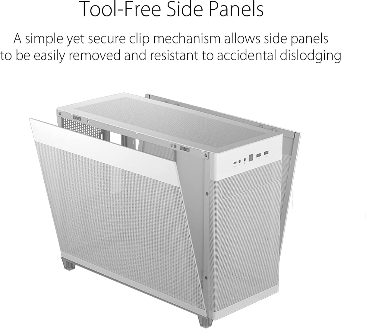 ASUS Prime AP201 33-Liter MicroATX White case with Tool-Free Side Panels and a Quasi-Filter mesh, with Support for 360 mm Coolers, Graphics Cards up to 338 mm Long, and Standard ATX PSUs