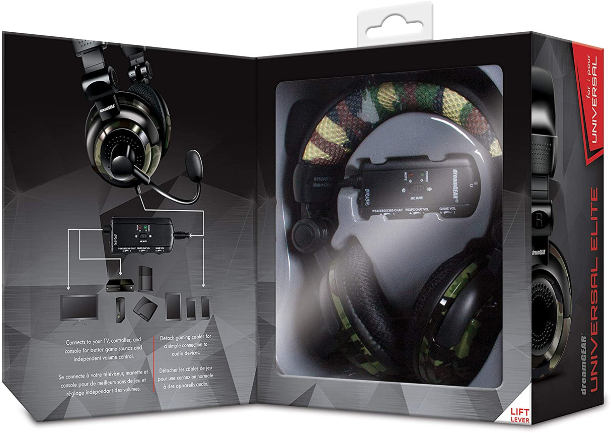 dreamGEAR Universal Elite Amplified, Wired Stereo Gaming Headset for PS4, Xbox One, PS3, Xbox 360, Wii, WiiU, and Even PC,DGUN-2574