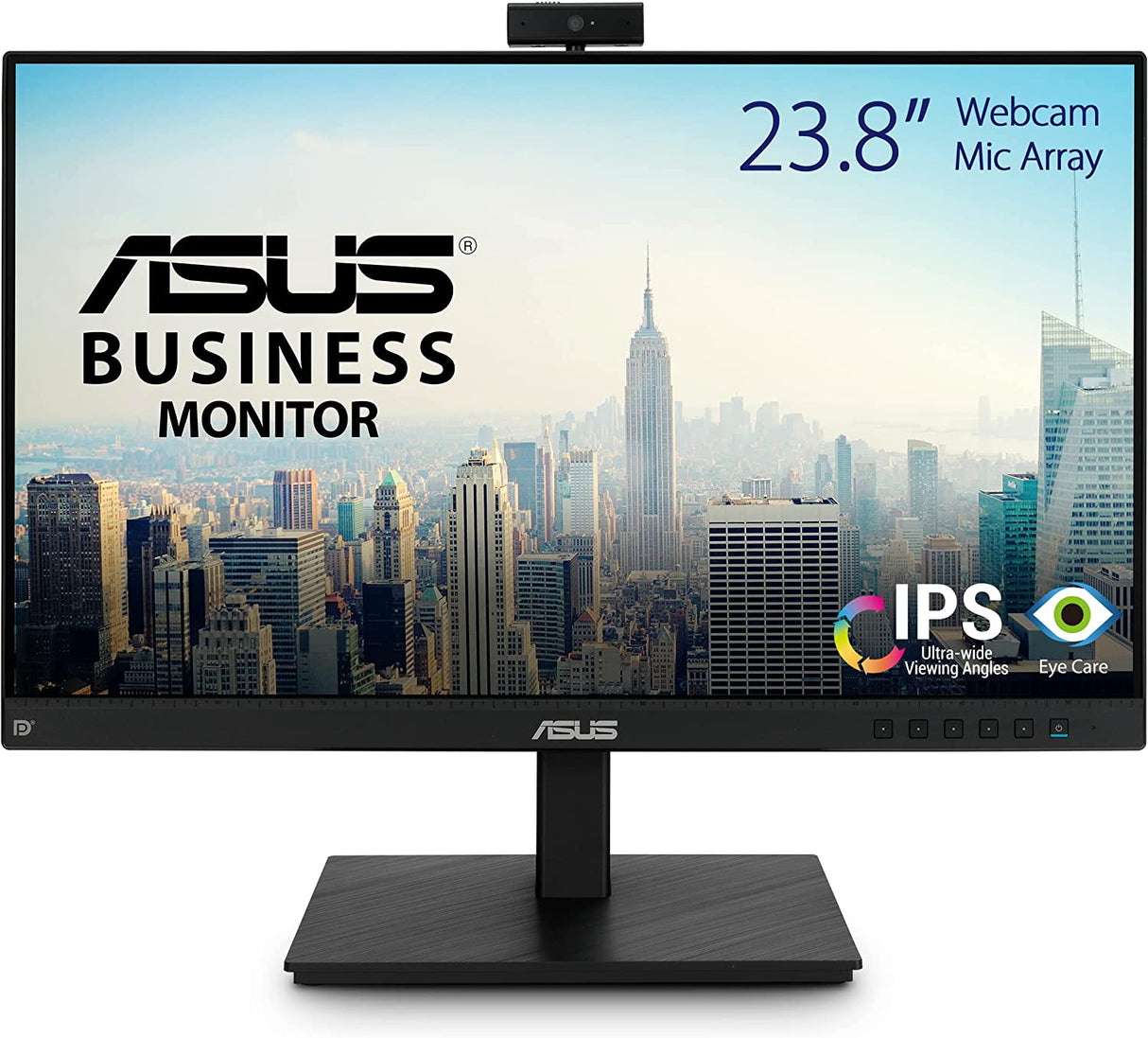 ASUS 23.8” 1080P Video Conferencing Monitor (BE24EQSK) - Full HD, IPS, Built-in Adjustable 2MP Webcam, AI Noise-canceling Mic, Speakers, Eye Care, DisplayPort, HDMI, Wall Mountable, Height Adjustable