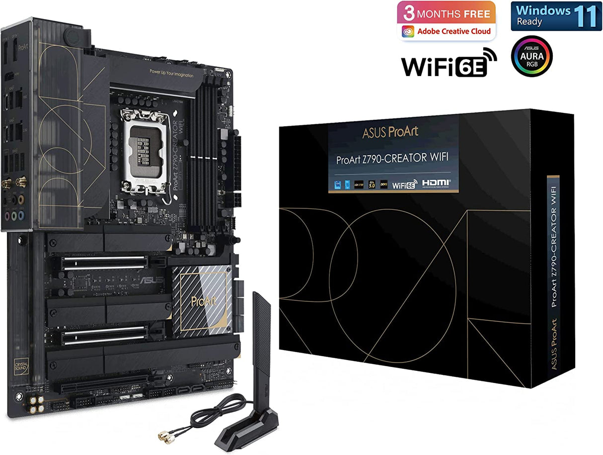 ASUS ProArt Z790-Creator WiFi 6E LGA 1700(Intel® 12th&13th Gen) ATX Content Creator Motherboard(PCIe 5.0,DDR5,2X Thunderbolt™ 4,10G&2.5G LAN,4xM.2/NVMe SSD,Front Panel USB 3.2 Gen2x2 Type-C)