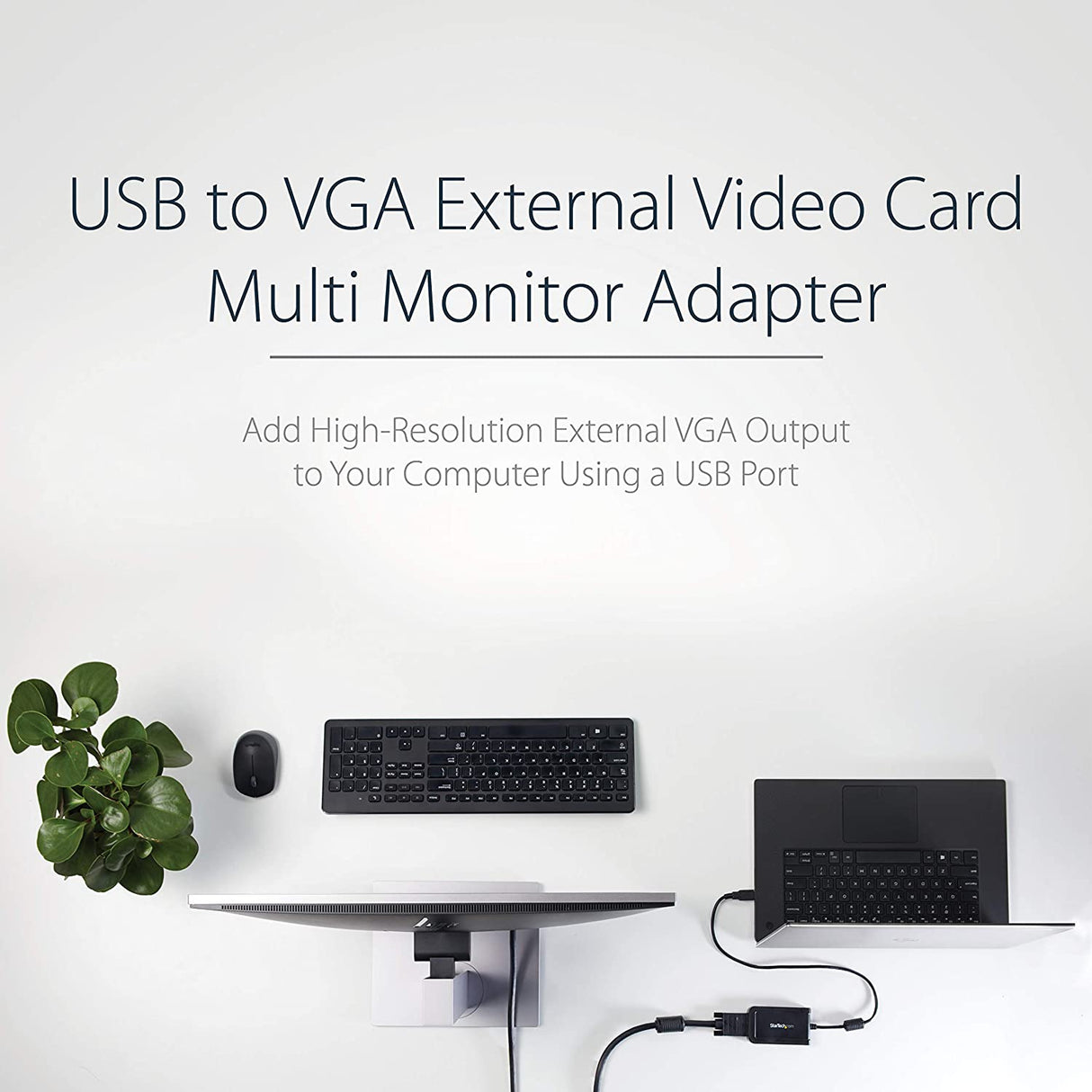 StarTech.com USB to VGA Adapter - 1920x1200 - External Video & Graphics Card - Dual Monitor Display Adapter - Supports Windows (USB2VGAE3) 1920p x 1200p