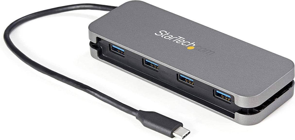 Startech 4 Port USB C Hub - 4X USB-A - 5Gbps USB 3.0 Type-C Hub (USB 3.2/3.1 Gen 1) - Bus Powered Portable USB-C to USB-A Adapter Laptop Hub - 11.2" (28.5cm) Cable w/Cable Management (HB30CM4AB)