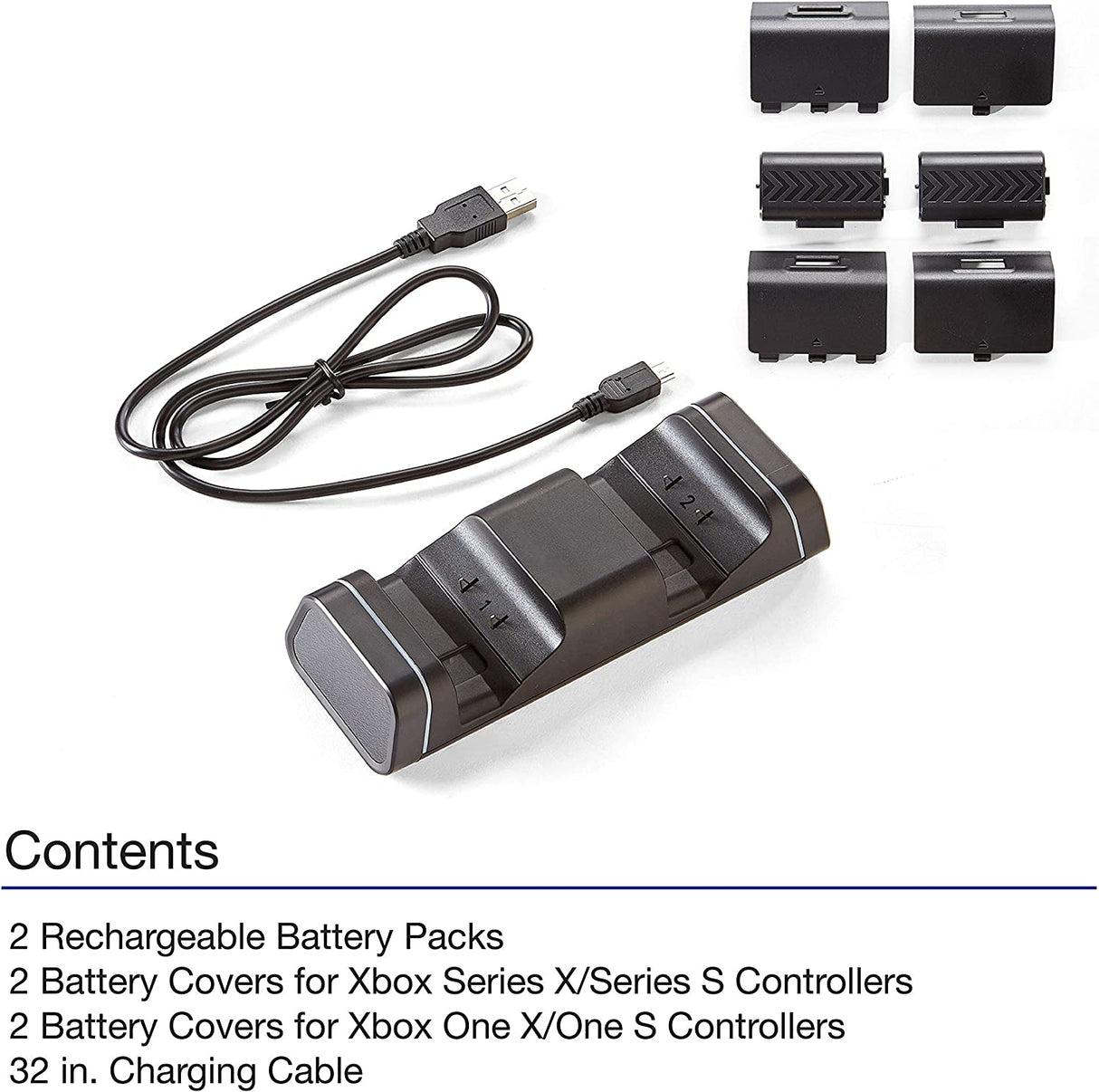 Verbatim Dual Controller Charger Compatible with Xbox Series X, Series S, One X, One S Includes 2 Pack Rechargeable Battery Packs Dual Charging Stand