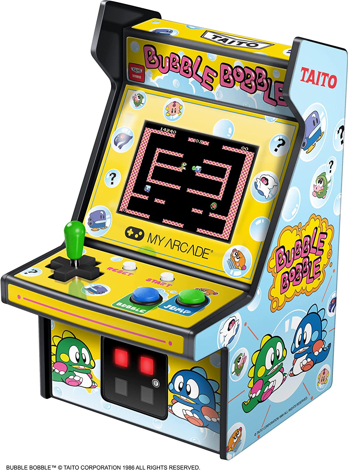 My Arcade Micro Player Mini Arcade Machine: Bubble Bobble Video Game, Fully Playable, 6.75 Inch Collectible, Color Display, Speaker, Volume Buttons, Headphone Jack, Battery or Micro USB Powered