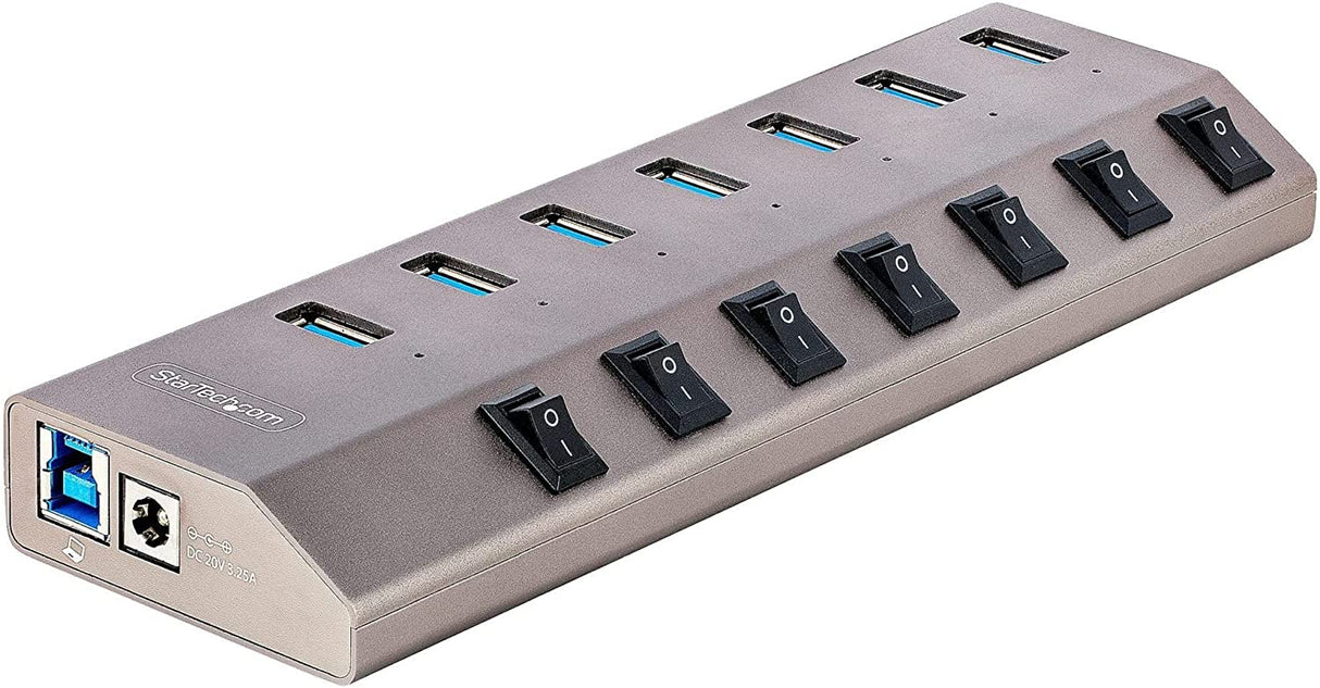 StarTech.com 7-Port Self-Powered USB-C Hub with Individual On/Off Switches, USB 3.0 5Gbps Expansion Hub w/Power Supply, Desktop/Laptop USB-C to USB-A Hub, USB Type C Hub w/BC 1.2 (5G7AIBS-USB-HUB-NA) 7 port USB-A or USB-C source