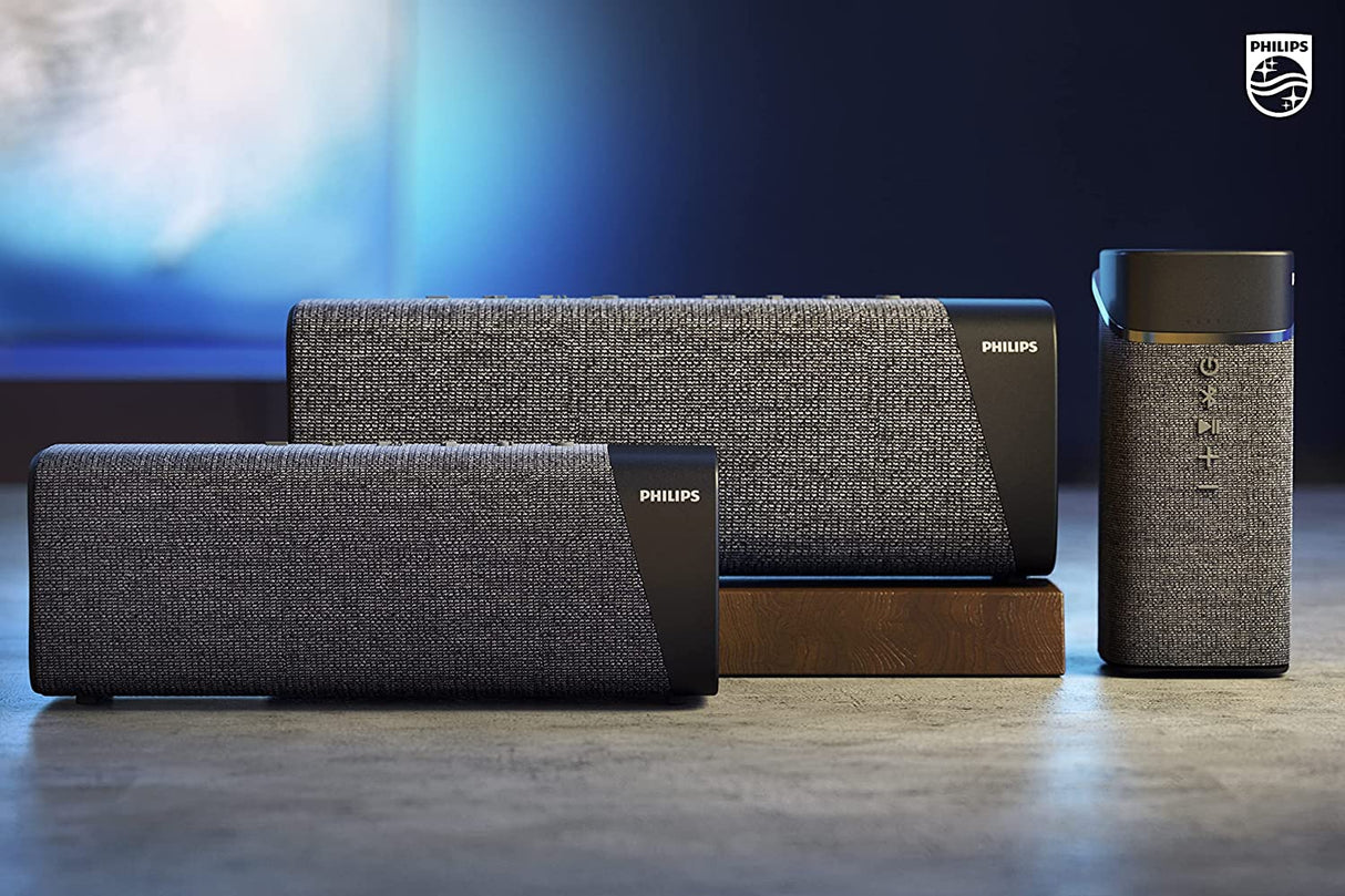 Philips S7505 Wireless Bluetooth Speaker with Built-in Power-Bank, Large Bold Sound, Up to 20 Hours Playtime, IPX7 Waterproof, Shower Ready, Large Size, TAS7505