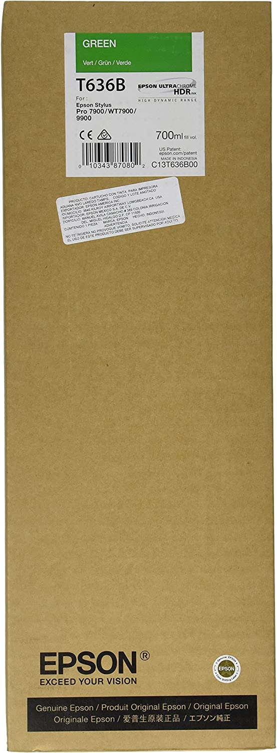 Epson Green Ultra Chrome HDR Ink Cartridge, 700 ml (T636B00)