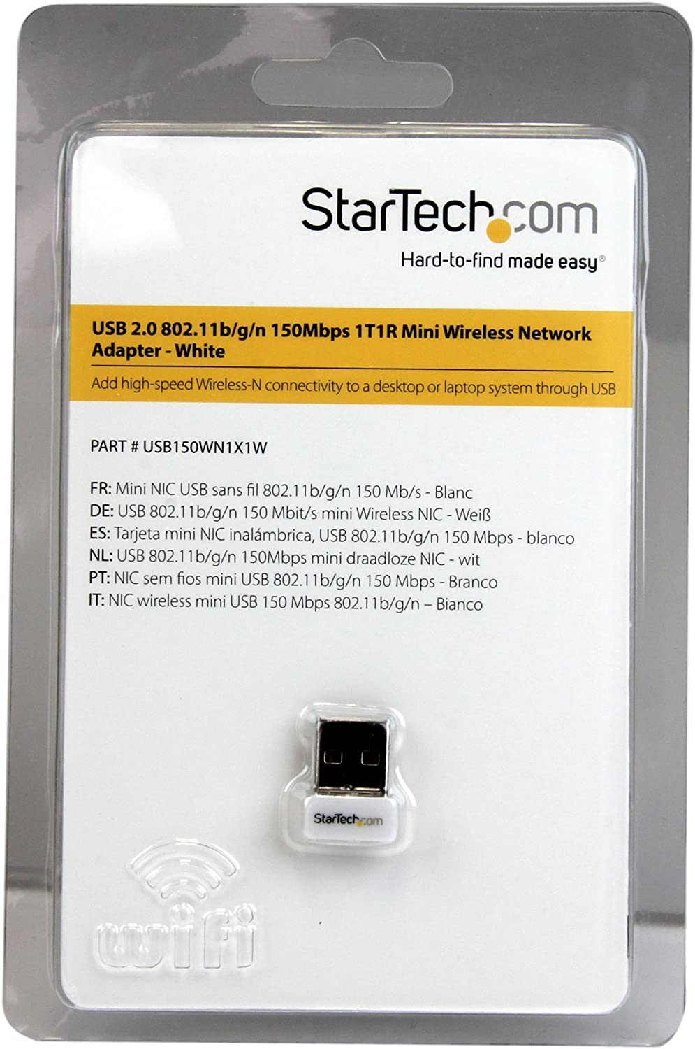StarTech.com USB 150Mbps Mini Wireless N Network Adapter - 802.11n/g 1T1R USB WiFi Adapter - White USB Wireless Adapter - Wireless NIC (USB150WN1X1W)