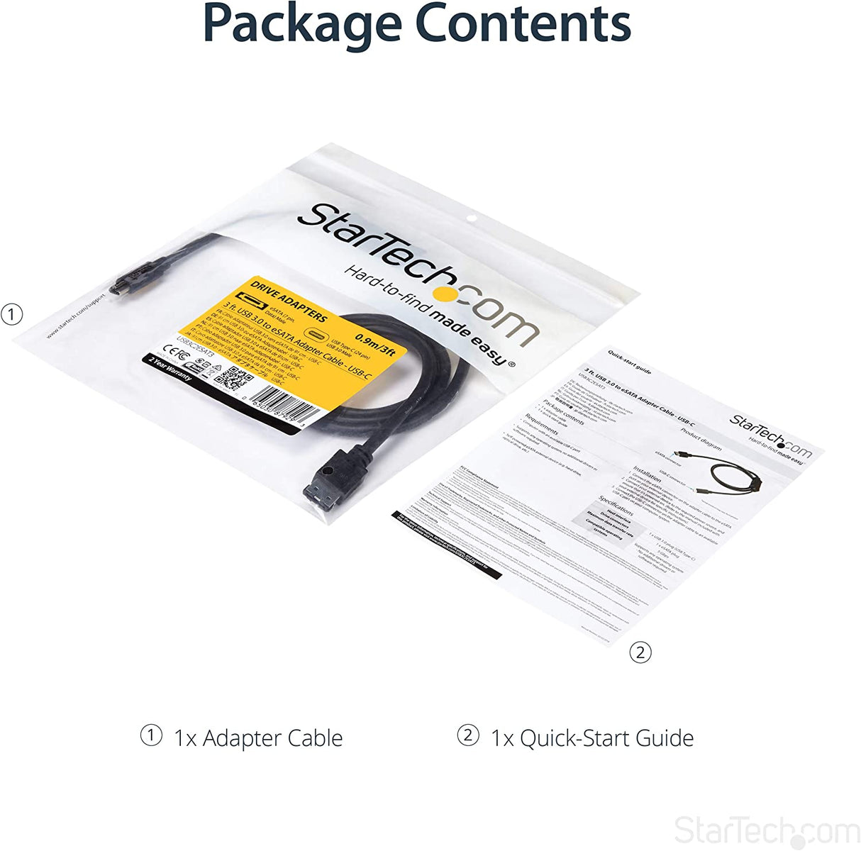 StarTech.com USB C to eSATA Cable - 3 ft / 1m - 5Gbp - for HDD/SSD/ODD - External Hard Drive Adapter - USB 3.0 to eSATA Converter (USB3C2ESAT3)
