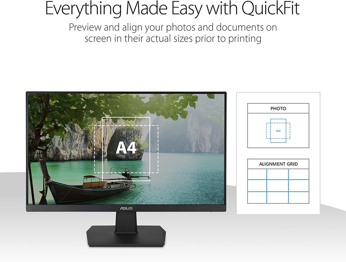 ASUS VA27EHE 27” Eye Care Monitor Full HD (1920 x 1080) IPS 75Hz Adaptive-Sync HDMI D-Sub Frameless