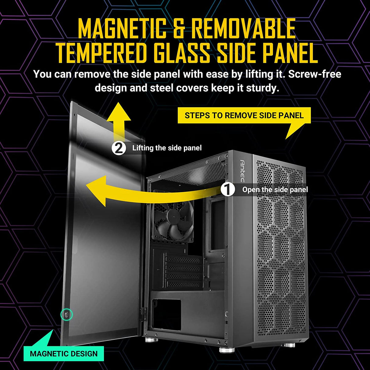 Antec NX200 M, Micro-ATX Tower, Mini-Tower Computer Case with 120mm Rear Fan Pre-Installed, Mesh Design in Front Panel Ventilated Airflow, NX Series, Black, (CJ11132623)
