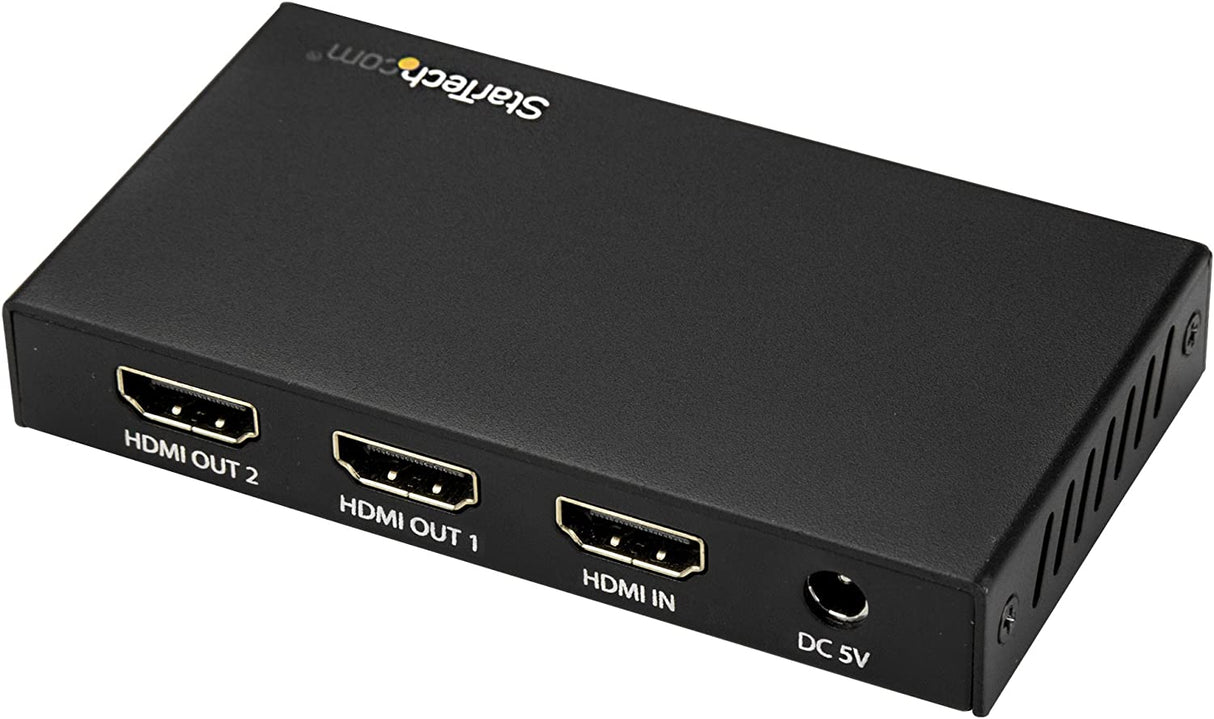 StarTech.com HDMI Splitter - 2-Port - 4K 60Hz - HDMI Splitter 1 In 2 Out - 2 Way HDMI Splitter - HDMI Port Splitter (ST122HD202), Black