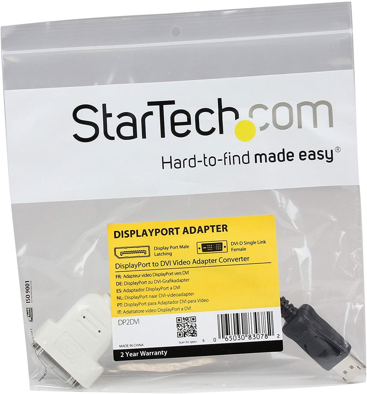 StarTech.com DisplayPort to DVI Adapter - DisplayPort to DVI-D Adapter/Video Converter - 1080p - DP 1.2 to DVI Monitor/Display Cable Adapter Dongle - DP to DVI Adapter - Latching DP Connector (DP2DVI)