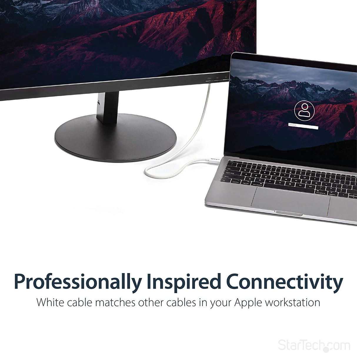 StarTech.com 40Gbps Thunderbolt 3 Cable - 1.6ft/0.5m - White - 5k 60Hz/4k 60Hz - Certified TB3 USB-C Charger Cord w/ 100W Power Delivery (TBLT34MM50CW) 1.5ft 40Gbps | White