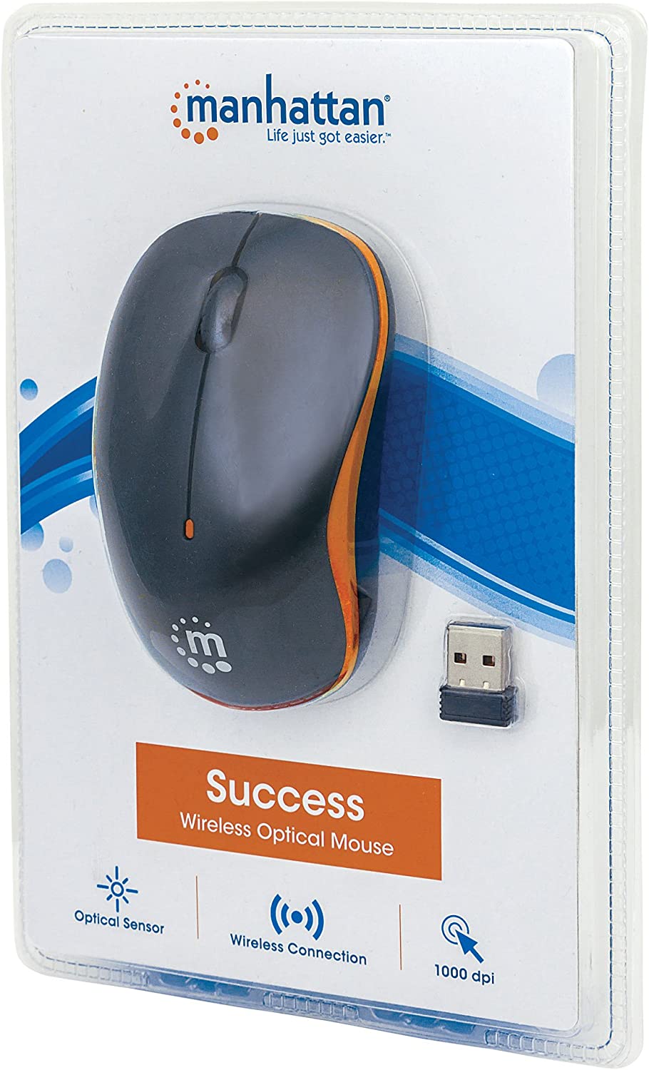 ICI179409 - Manhattan 179409 Success Wireless Optical Mouse (Orange Black)