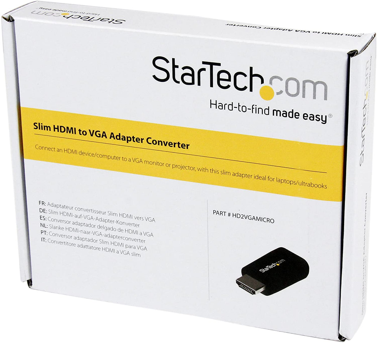 StarTech.com Compact HDMI to VGA Adapter Converter – Power Free HDMI Laptop to VGA Monitor / Projector Converter Box - 1920x1200 (HD2VGAMICRO) Standard Black