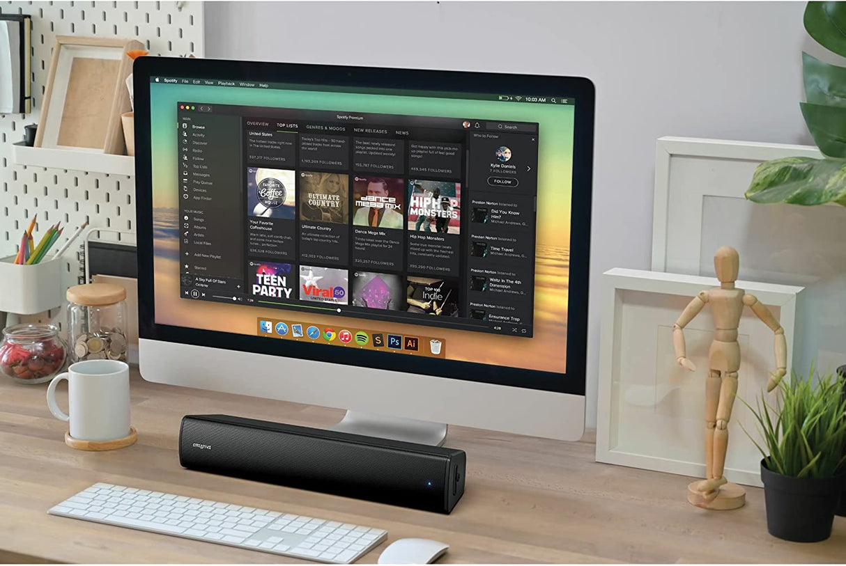Creative Stage Air V2 2.0 Portable Bluetooth Sound Bar Speaker - 10 W RMS - Black