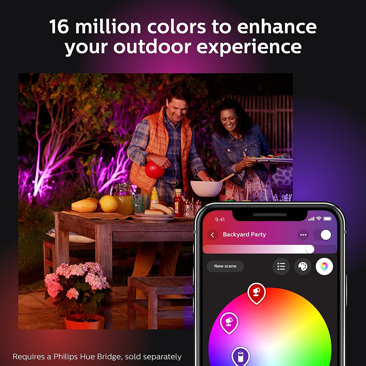 Philips Hue Lily White & Color Outdoor Smart Spot Light Extension (Hue Hub & Power Source Required), 1 Hue White & Color Smart Spot Light + Mount kit, Works with Alexa, HomeKit & Google Assistant