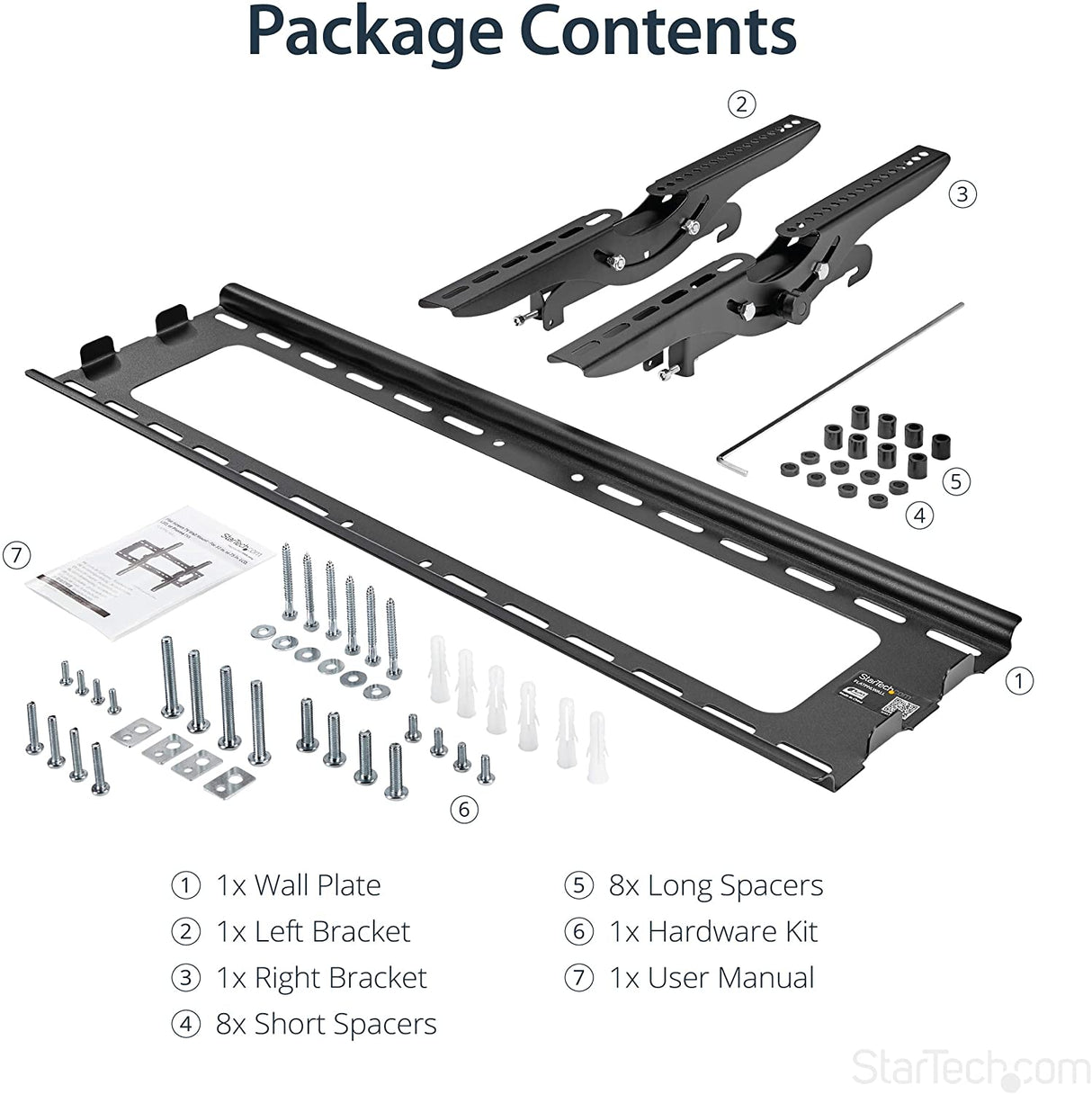 StarTech.com Flat Screen TV Wall Mount - Tilting - Supports 32" to 75" TVs - Steel - VESA TV Mount - Monitor Wall Mount (FLATPNLWALL) 32"-75" Tilting