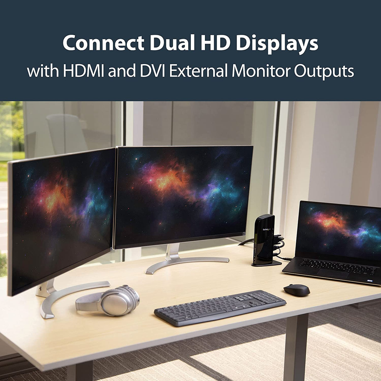 StarTech.com Dual Monitor USB 3.0 Laptop Docking Station with HDMI/DVI/VGA & 6xUSB Ports - Universal USB Dock for Mac & Windows - Black (USB3SDOCKHD) 2 x monitor|2 x USB-A 3.0|4 x USB-A 2.0