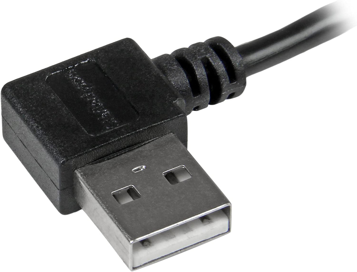 StarTech.com 1m 3 ft Micro-USB Cable with Right-Angled Connectors - M/M - USB A to Micro B Cable - 3ft Right Angle Micro USB Cable (USB2AUB2RA1M), Black 3 ft / 1m